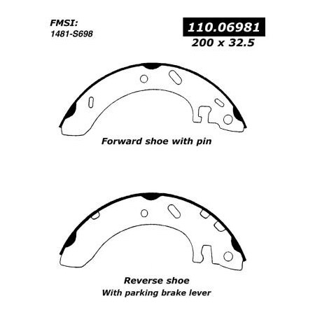 Centric Centric Premium Brake Shoes, Centric Parts 111.06981 111.06981
